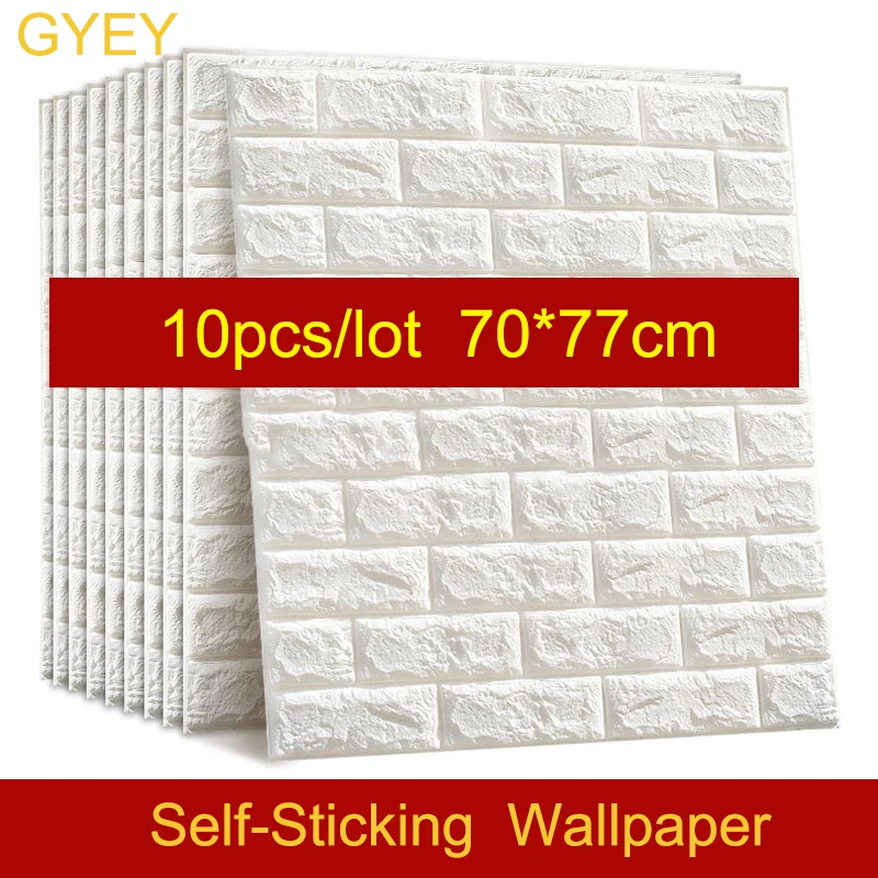 10PCS Self adhesive Waterproof TV Background Brick Wallpapers 3D Wall