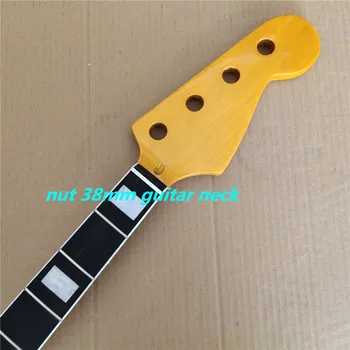 

Yellow gloss Maple 20 frets bass guitar neck part 4 string ebony fingerboard 34 inch nut 38mm