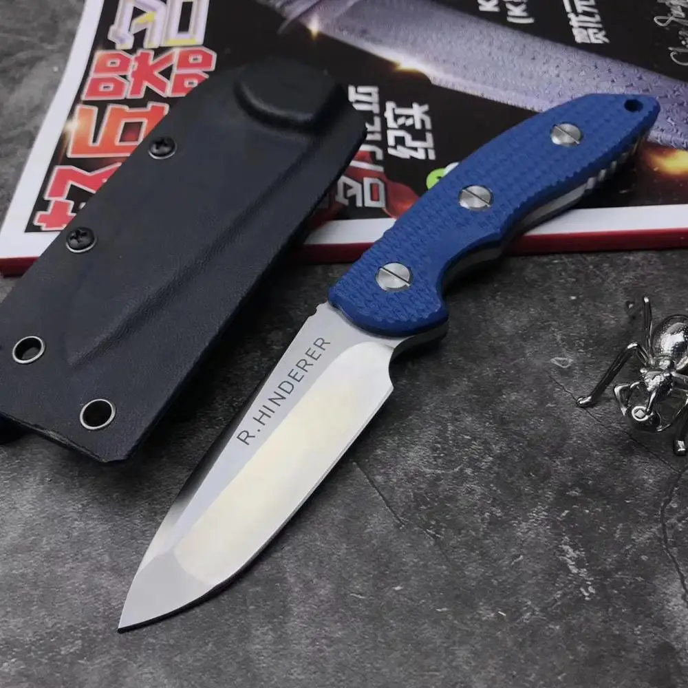 Blue HS инструменты для выживания на открытом воздухе 9Cr13 сталь G10 Ручка Тактический Походный нож с прямым лезвием EDC инструмент нож с фиксированным лезвием - Цвет: Blue