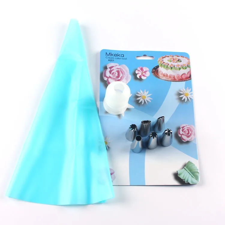 6 Head Decorating Nozzle Set Medium Stainless Steel Mouth of Piping Device And Adapter 12-Inch Decorating Pouch Bakery Appliance