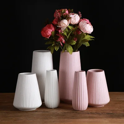Керамическая ваза в скандинавском стиле, современный минималистичный белый розовый серый орнамент, ваза для цветов, аранжировщик домашних ВАЗ, корзина для цветов, декоративные вазы