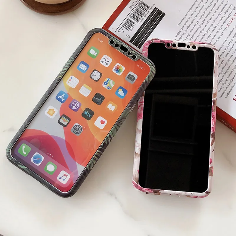 Модный 360 градусов полный корпус защитный чехол для телефона для iPhone 6 6S 7 8 Plus X XS Max XR Зеленый Кактус Жесткий PC задняя крышка Coque