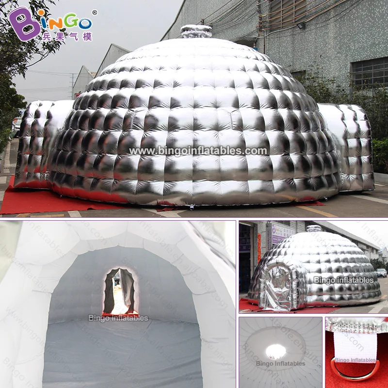 Популярный 6x6x3,5 м Серебряный надувной igloo палатка для активного отдыха/inflabke igloo события палатка для розничной продажи
