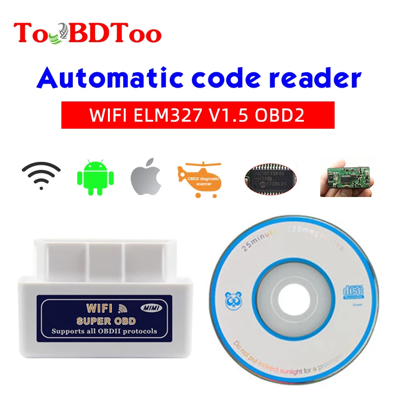 20 шт. ELM327 wifi Автомобильный считыватель кодов PIC18F25K80 комплектующие микросхемы V1.5 стабильная подставка Apple Android Многоязычное сканирование автомобиля