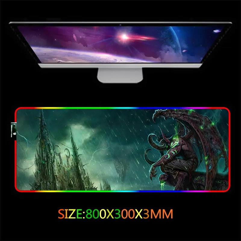 Большой коврик для мыши RGB игровой USB проводной светодиодный с подсветкой