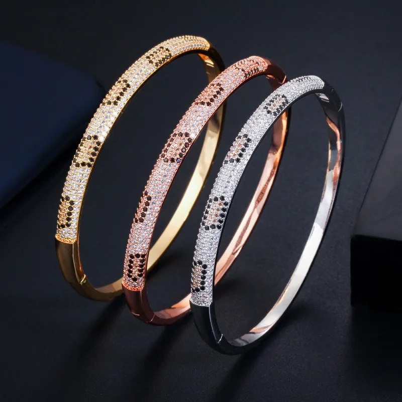 

American and European jewelry sparkling micro-set AAA Zircon Bracelet simple 100-set temperament lady spring buckle bracelet