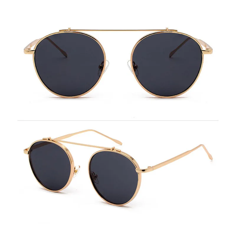 RBRARE металлические круглые солнцезащитные очки для женщин роскошные солнцезащитные очки ретро очки для мужчин зеркальные очки винтажные Oculos De Sol Feminino - Цвет линз: Gold Gray