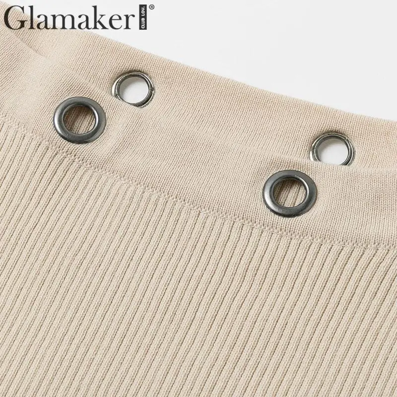 Glamaker, трикотажное облегающее платье с открытыми плечами, женское элегантное платье с разрезом и длинным рукавом, женские осенние и зимние вечерние сексуальные Клубные платья