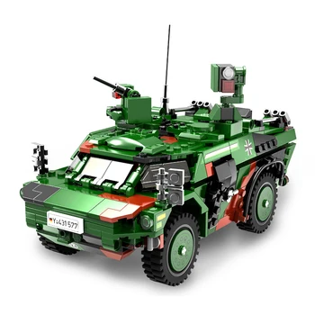 The Military Weapon Army Theme German African Fox Armored Reconnaissance Vehicle Building Blocks WW2 Model Bricks Toys