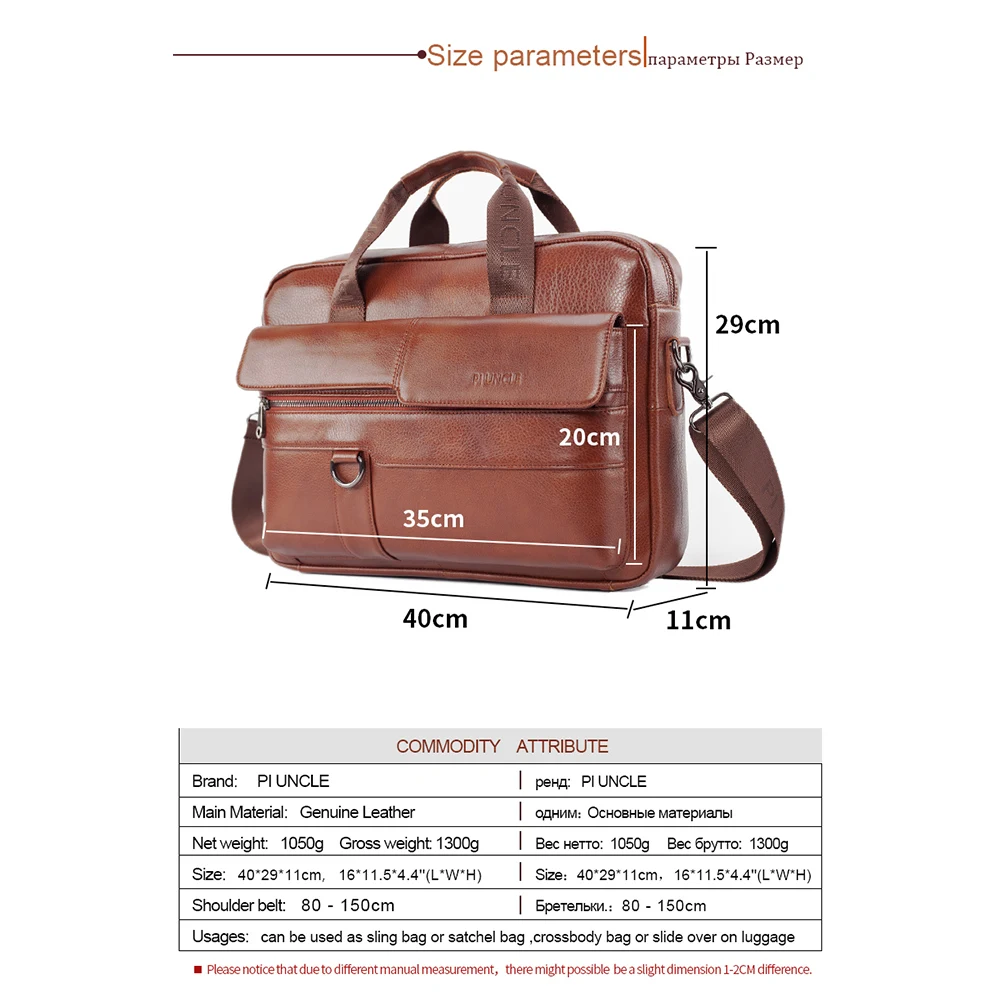 Men Briefcase Bag High Quality Business Famous Brand Leather Shoulder Messenger Bags Office Handbag Laptop