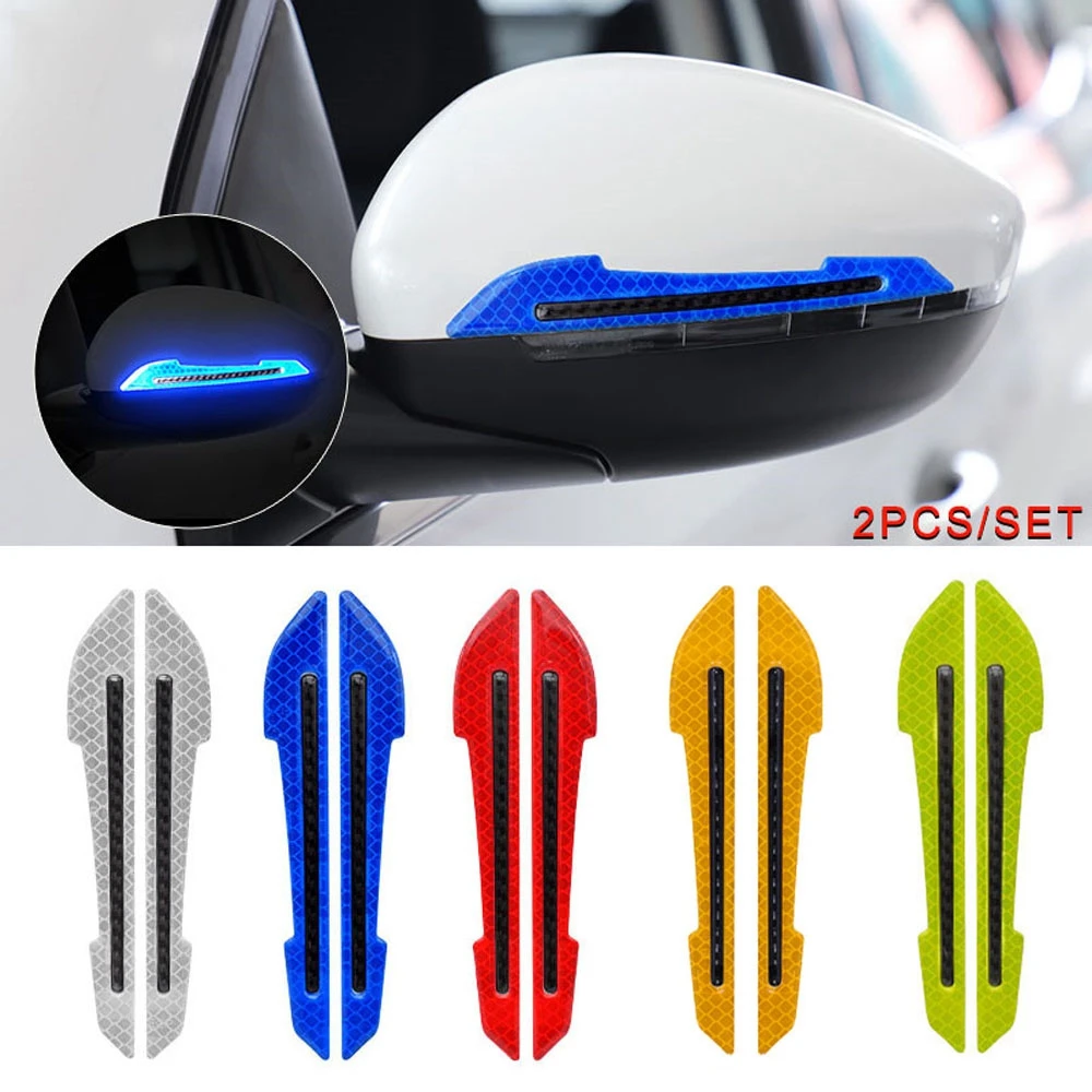

2Pcs/Set Car Rearview Mirror Anti-collision Warning Strip Car Reflective Warning Stickers Car Reflective Strips Auto Decorations
