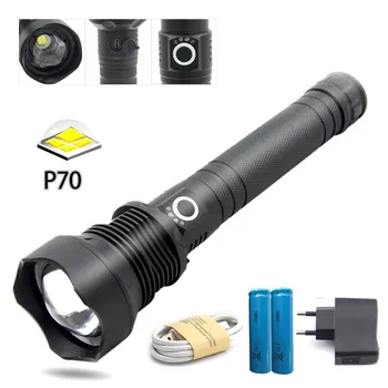 

super powerful LED xhp70 led flashlight focus usb rechargeable torch light flash zoomable lanterna torch p70 torcia 18650