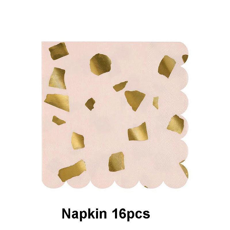 Napkin 16pcs Вечерние одноразовые столовые приборы розовое золото розовый черный бумажные тарелки в полоску вечерние карнавальные декорации салфетка для чашек принадлежности для дня рождения свадьбы - Цвет: Napkin 16pcs
