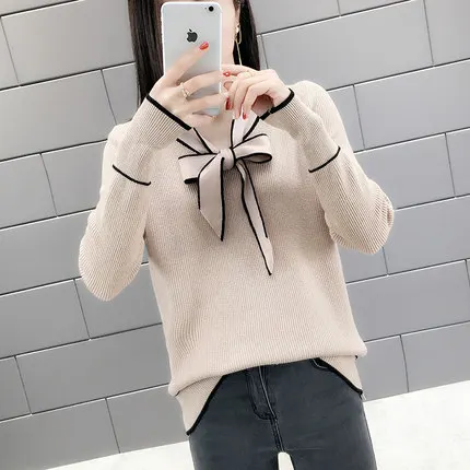 OHCLOTHING ZCH женский весенний свитер с бантом Женская Корейская Свободная рубашка из ярких шелковых трикотажных рубашек