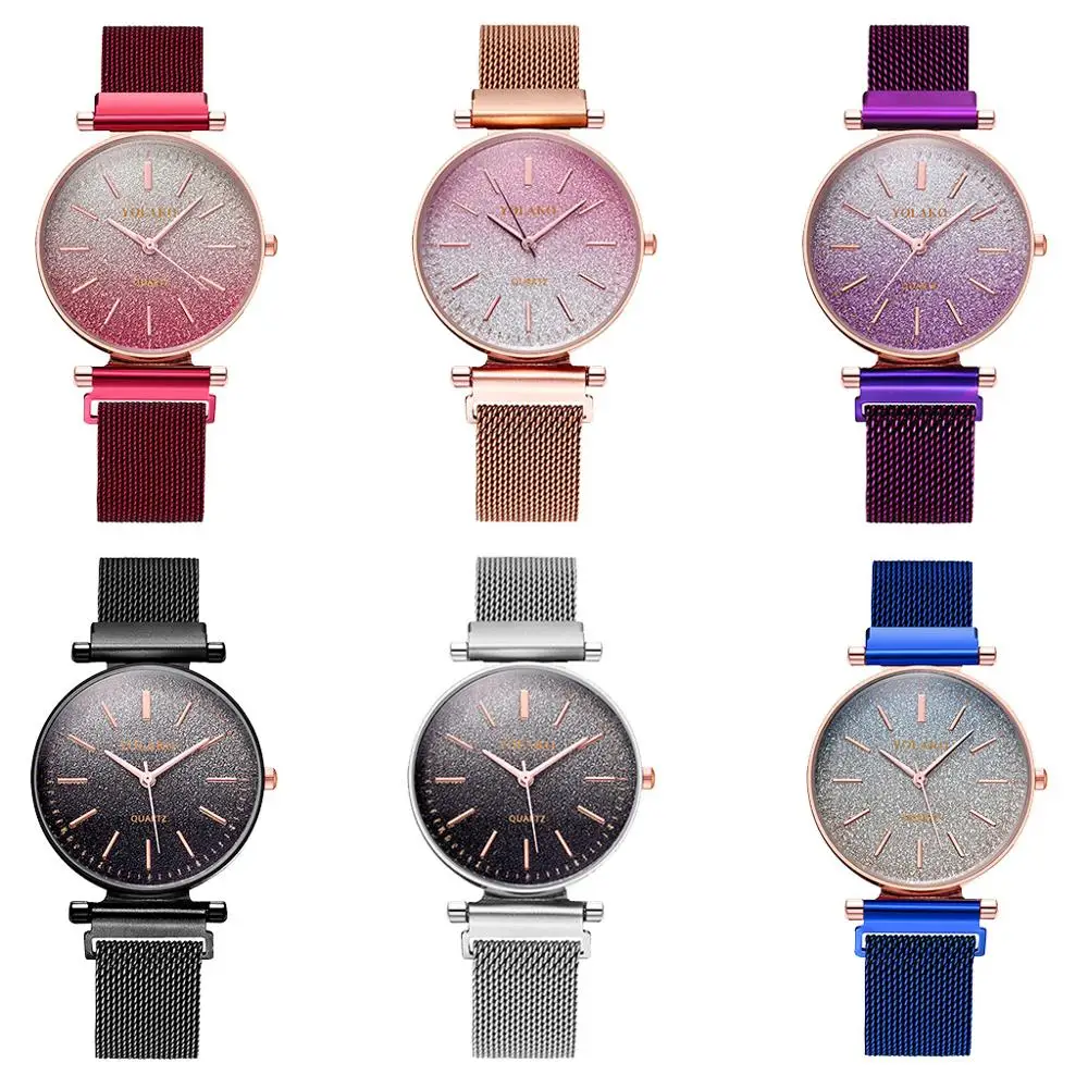 Montre femme Топ люксовый бренд женские часы из розового золота простая мода Звездное небо магнит часы розовые женские платья Наручные часы