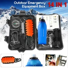 Набор для выживания, военный, для путешествий на открытом воздухе, мини, походные инструменты, набор помощи, аварийный многофункциональный рыболовный набор, свисток, одеяло, нож