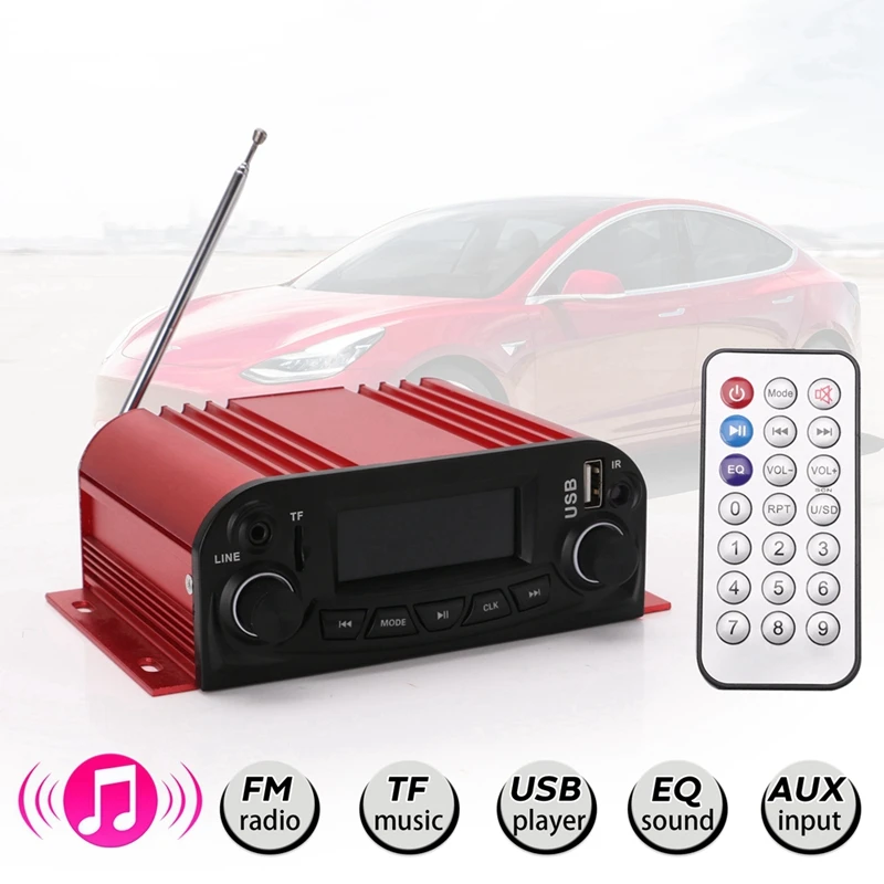 12V универсальный усилитель мощности модифицированные части мотоцикла автомобиля Usb аудио ЖК-дисплей Регулируемый радио