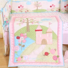 Мультяшные комплекты постельного белья для новорожденных, детская кроватка, бамперы, кровать вокруг кроватки, эластичные простыни, одеяло, парк, Цветочная елка для девочек, Рождественский подарок