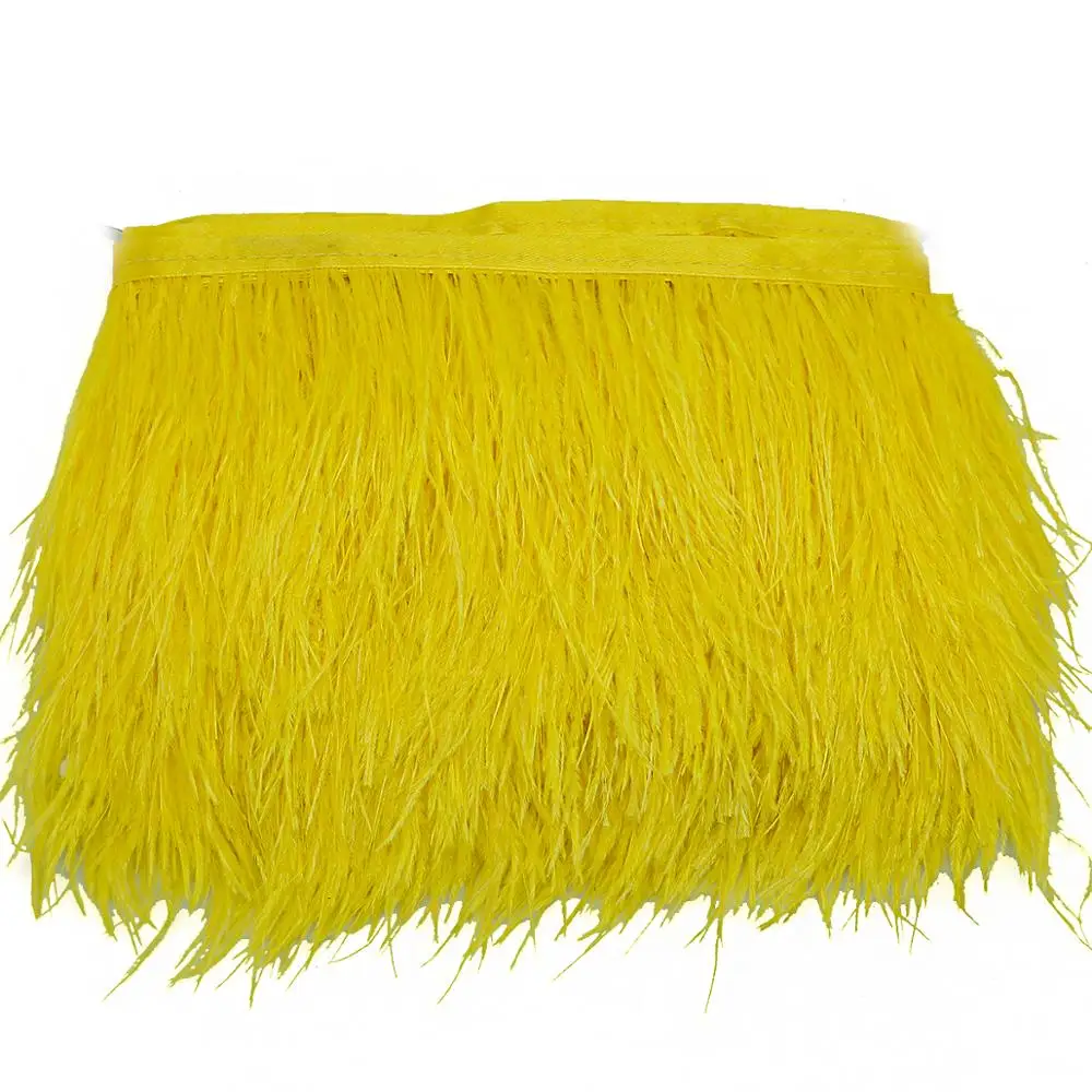 12 Colors 1 Meter Width 8-10 CM Fashion Fluffy Dyed Multicolored Ostrich Feather Ribbon Trimming Fringe Trim Apparel Decoration - Цвет: Yellow