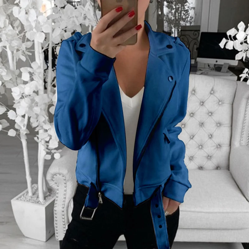 Royal blue Женская одежда, короткая куртка, пальто на осень и зиму, куртка с длинным рукавом для женщин размера плюс, верхняя одежда, Женская японская одежда, уличная одежда - Цвет: Royal blue