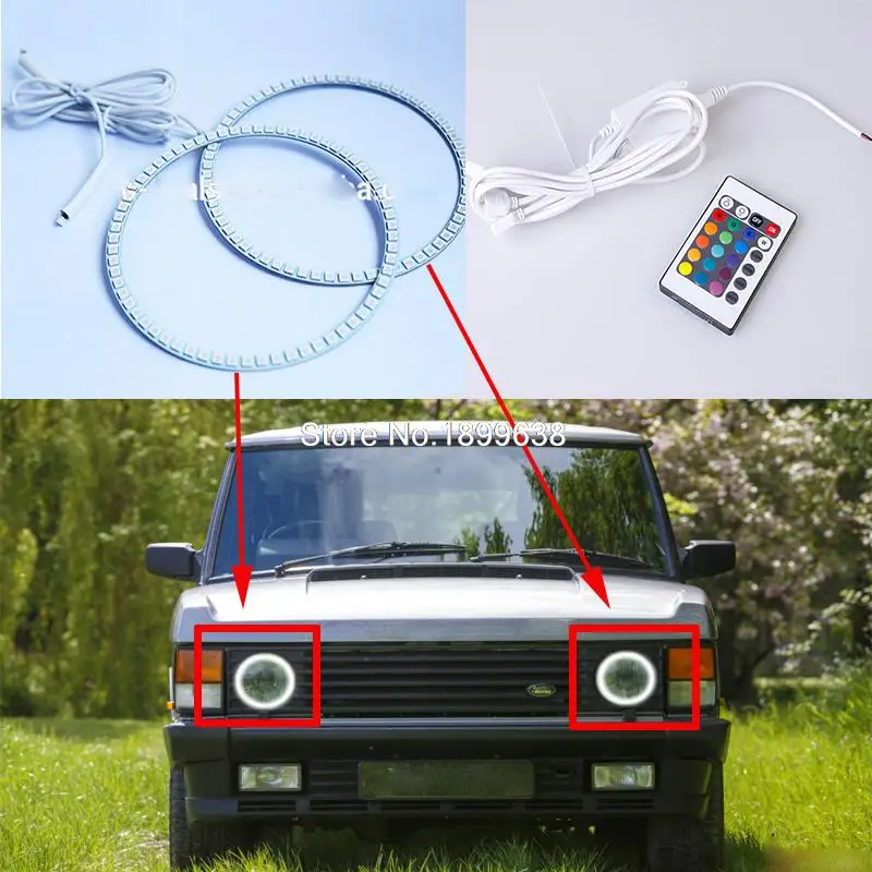 Супер яркий 7 цветов RGB светодиодный комплект ангельских глаз с пультом дистанционного управления автомобильный Стайлинг для Land Rover Range Rover Classic 1987-1994 7''