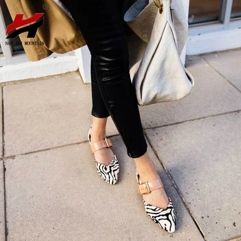 

NAN JIU MOUNTAIN 2020 Spring And Autumn Flat Shoes Single Shoes Leopard Print Belt Buckle Women's Shoes Pointed
