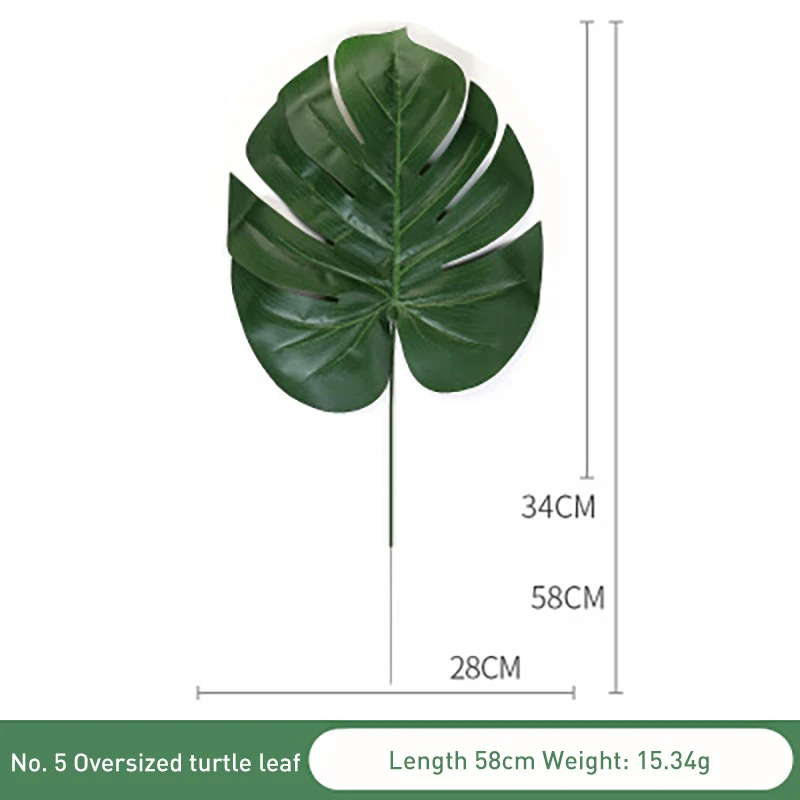green Leaf 34cm Пластиковые искусственные листья GreenTropical Пальмовые Листья моделирование лист для вечерние для дома садовые украшения DIY - Цвет: green Leaf 34cm