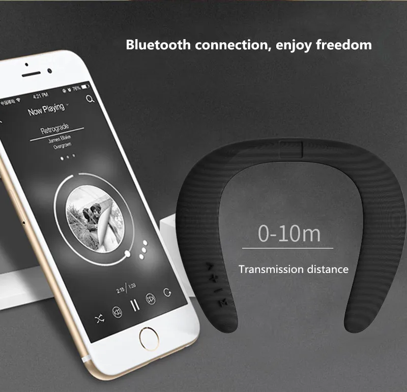 Бег Bluetooth Шейным двойной колонки 3D стерео звук loundдинамики Поддержка FM радио SD карты USB диск громкой связи вызова