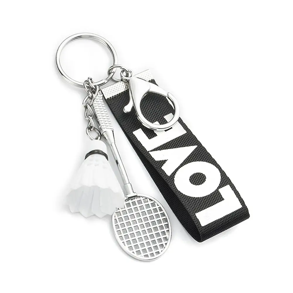 Unique Keychain Mini Battledore Love Webbing Pendant Keyring Holder Keychain Hanging Bag Decor Badminton Decor Backpack Keychain