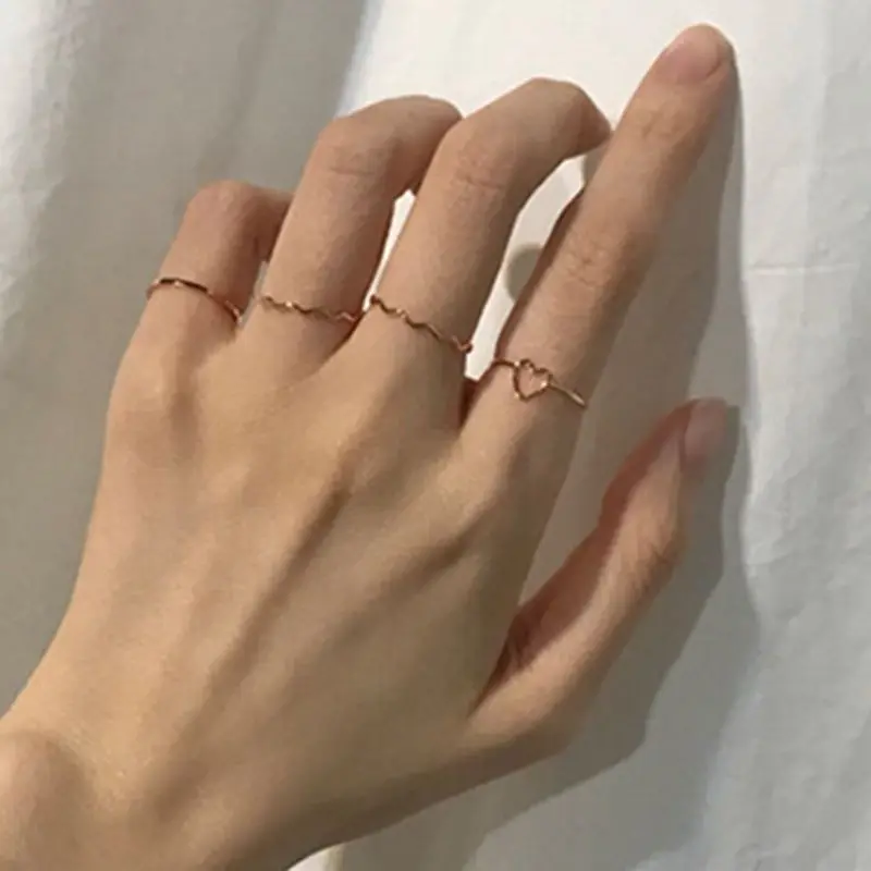 Hiphop-Conjunto de anillos circulares Punk para mujer, accesorios de dedo con índice de apertura, hebilla de junta, joyería