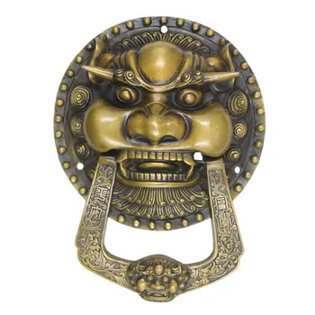 

Classical door pure copper archaize handle beast head bow hardware knocker brass