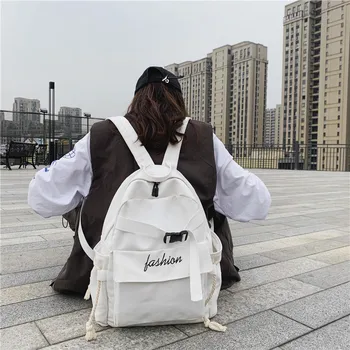 

Schoolbag large-capacity canvas backpack campus simple tide brand schoolbag female high school