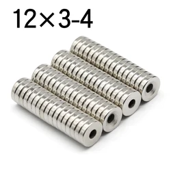 10/20/50 Pcs 12x3-4 Round NdFeB Neodymium Magnet N35 Super Powerful Small imanes Permanent Magnetic Disc 12x3 Hole 4