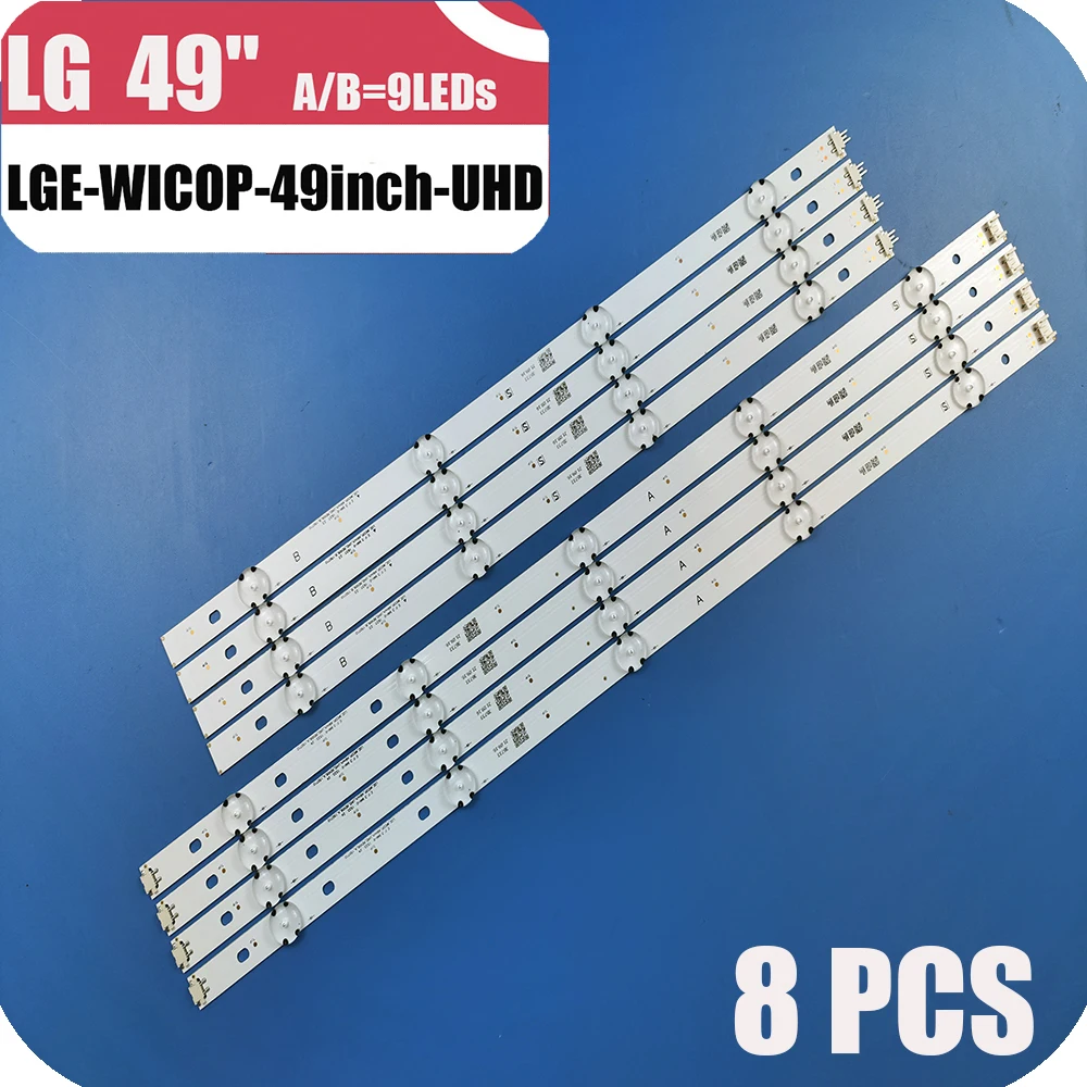 8pcs LED bar para LG 49UH610V 49UH610A