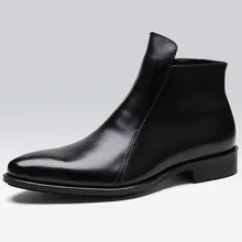 Handmade Luxury Brand Cow Leather Autumn Winter Men Boots Fashion Pointed Toe Wedding Chelsea Boots Vintage Boots