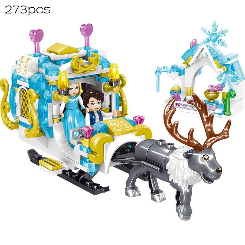

New Disney Ice and snow Princess Series The royal elk sleigh Model Building Block boy Girl Toy Birthday Gift Disney Frozen