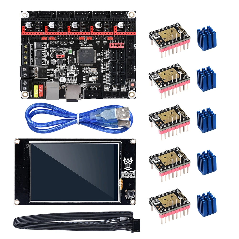 Скидка BIGTREETECH SKR V1.3 32 бит материнская плата с TFT3.5 V2.0 сенсорный экран TMC2208 TMC2130 использовать сглаживающую плату для A8 Ender 3d принтер