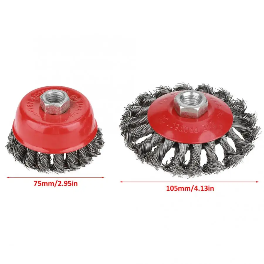 1//4/" Shank Drills Grinders 4/" Knotted Carbon Steel Wire Wheel Brushes Set of 5