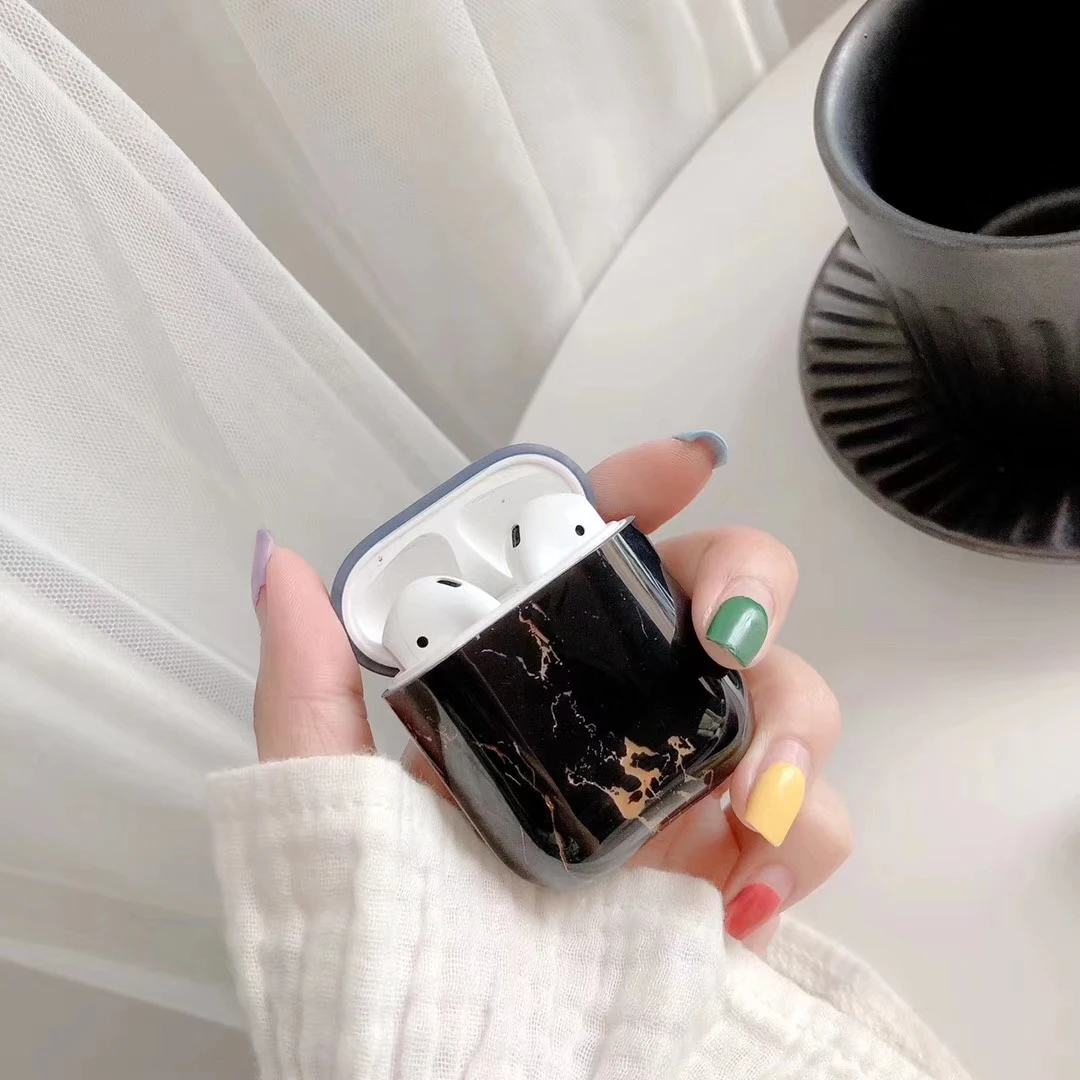 Модный градиентный мраморный чехол для наушников для Apple Air Pods 1 2 Smooth Airpod, мягкий IMD защитный чехол для наушников, чехол для зарядки - Цвет: 03