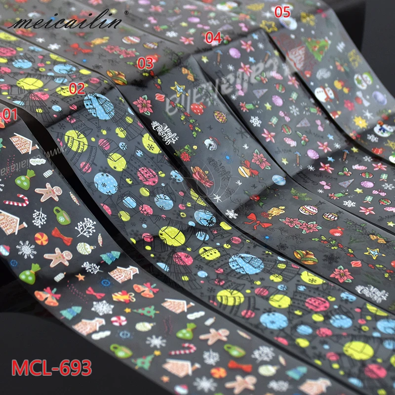 10pcs/Set Japanese Santa Claus Mix Style Nail Art Transfer Foil Christmas Designs Nail Stickers Decals Wraps Decoration Manicure