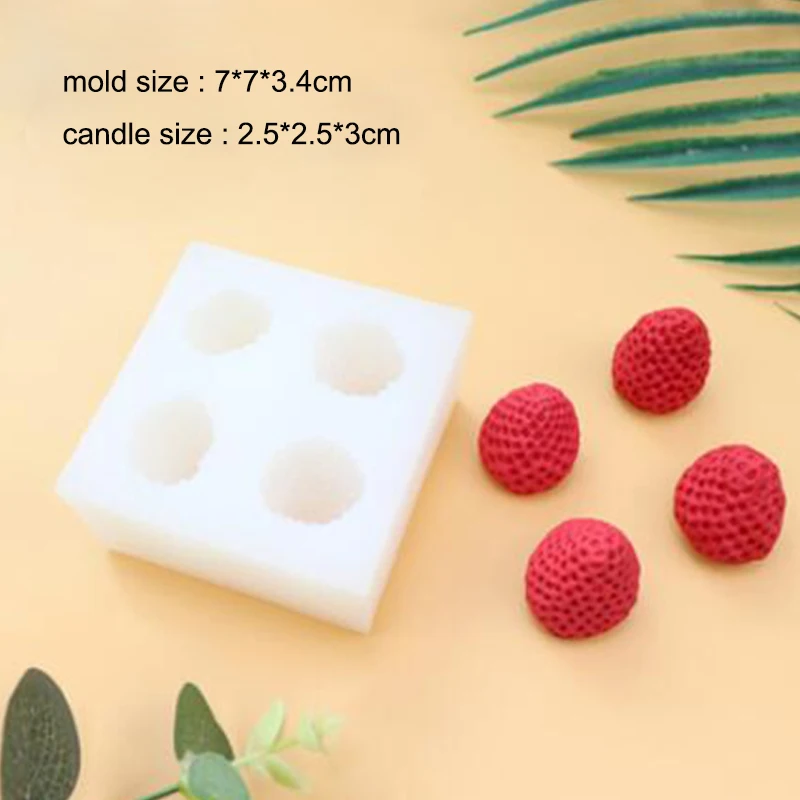 Stampo In Silicone Per Artigianato 3 Fragole - Ideale Per Sapone, Candele, Resina, Dolci, Fimo