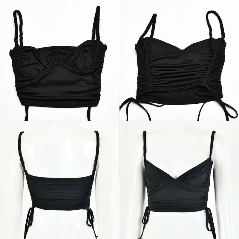    v  ũ ڸ ž Ruched Drawstring Backless Camisole İƼ Ʈ    Clubwear
