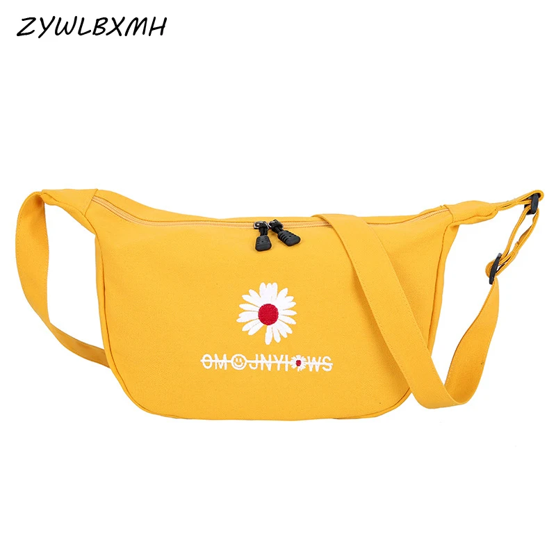 

ZYWLBXMH Embroidered Waist Packs Canvas Waist Bag Solid Color Fanny Pack Women's Belt Bag Banana Bag Breathable Chest Bag