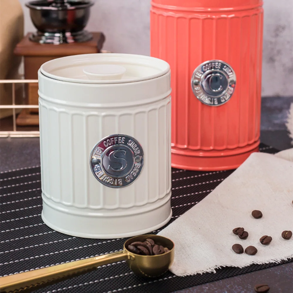 Nordic Metal Storage Jars Tea Can Coffee Sugar Sealed Iron Box Simple Milk Powder Sealing Container Kitchen Grain Organizer