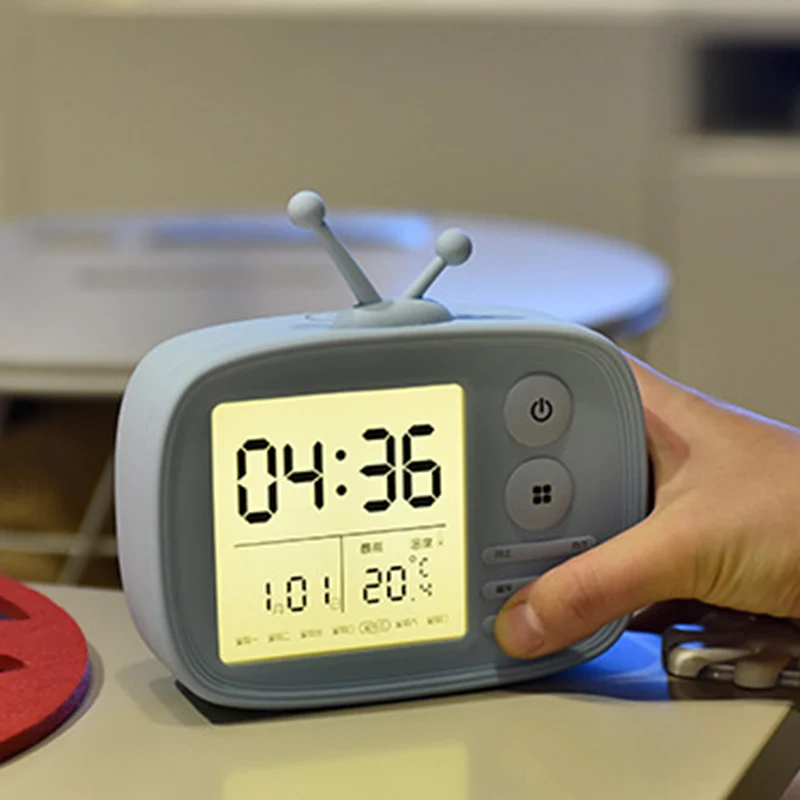 Wake Up светодиодный цифровой динамик Bluetooth будильник спальня держатель телефона Ретро ТВ портативные часы BJStore