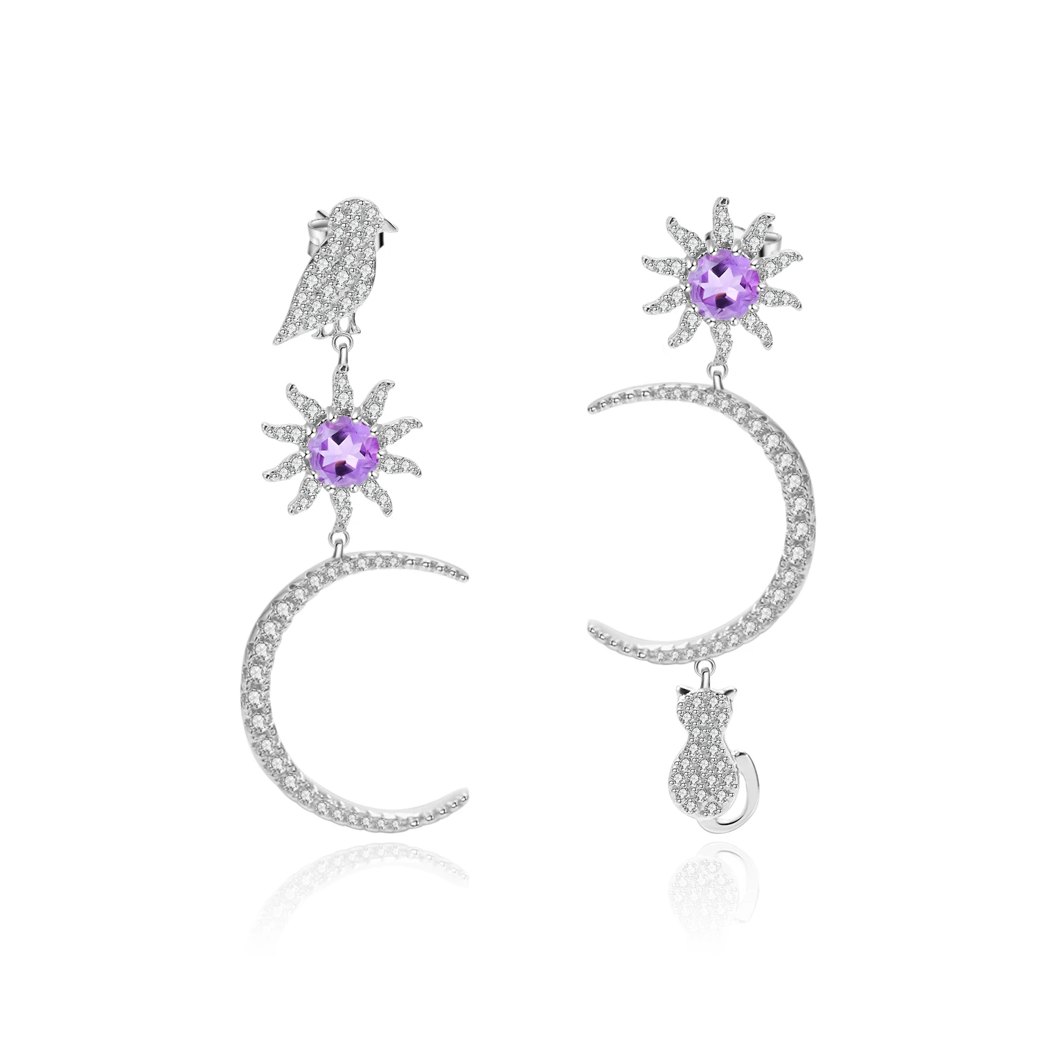 Ювелирные балетные 925 пробы, серебряные серьги ручной работы, 0.47Ct, натуральный аметист, милые Висячие серьги для женщин, хорошее ювелирное изделие