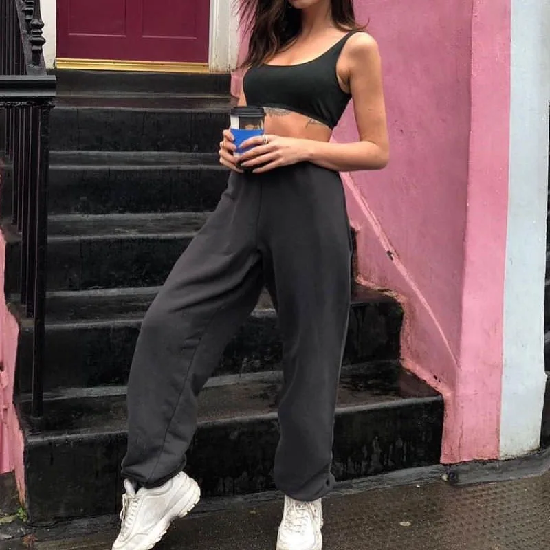 

Fleece Joggers Women Sweatpants High Waist Loose Casual Pants Solid Basic 2020 Autumn Winter Harajuku Warm Female Long Trousers