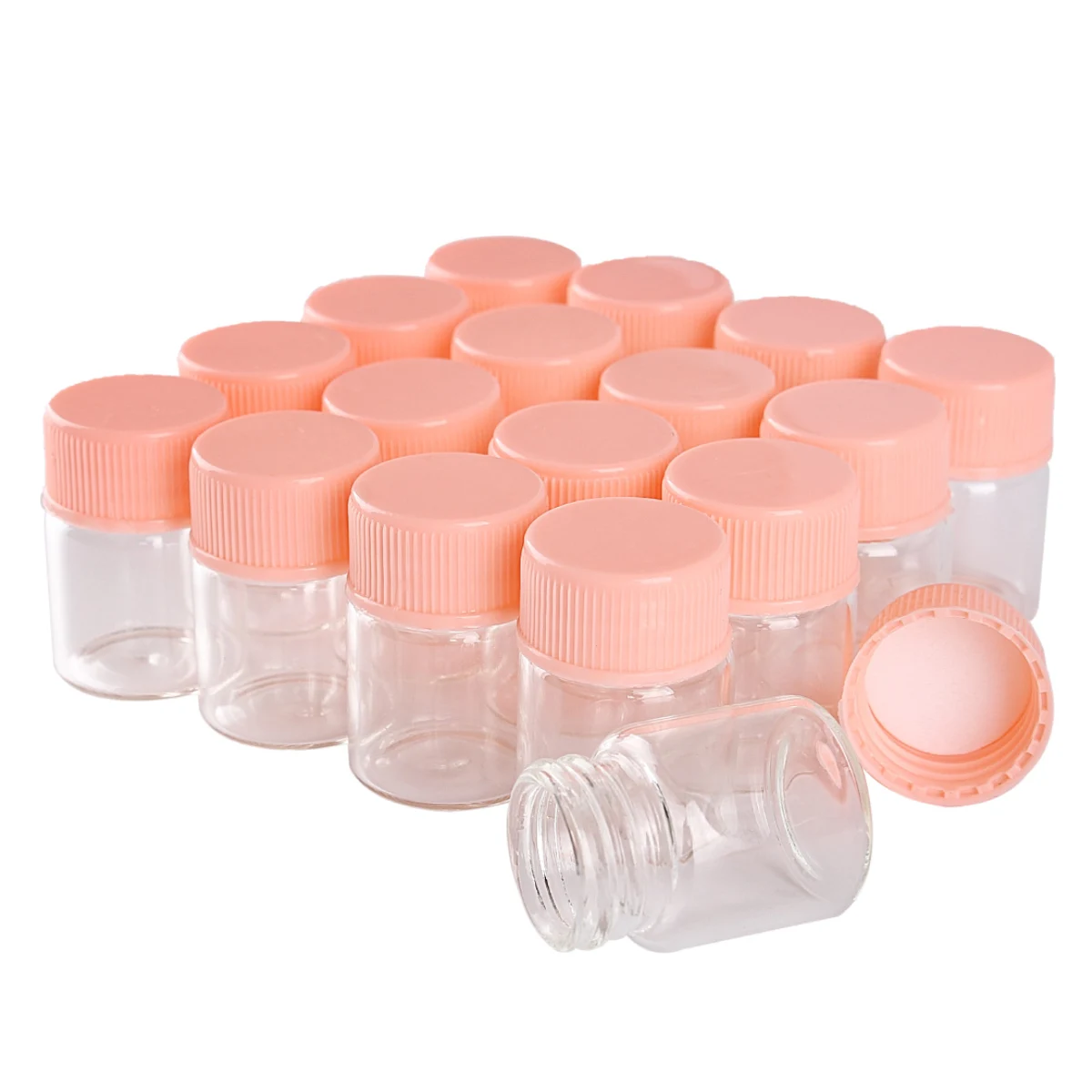 100 Pieces 5ml 22*30mm Glass Bottles With Pink Plastic Caps Spice