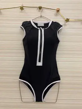

2020 New Women Black Swimwear Sexy Hollow Out One Piece Swimsuit Backless Bathing Suit Bodysuit Beachwear Swim Color Patchwork