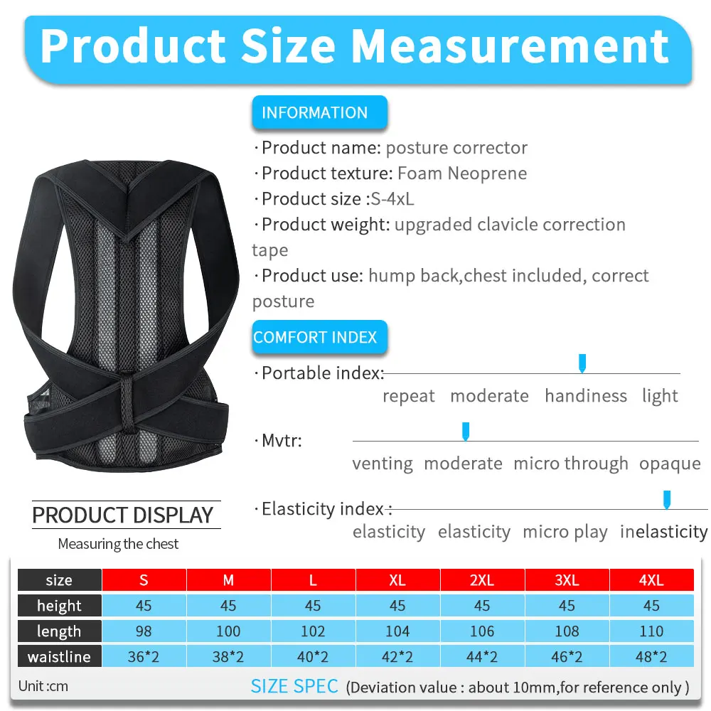 VIPLinkDropshipping Unisex Adjustable posture Corrector Shoulder Back Brace Support Lumbar Spine Support Belt Posture Correction